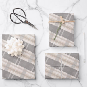 Feuille De Papier Cadeau Aquarelle Abstraite Festive Gris & Motif beige