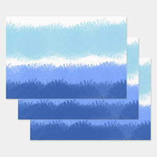 Feuille De Papier Cadeau Aquarelle Abstraite moderne tons bleus