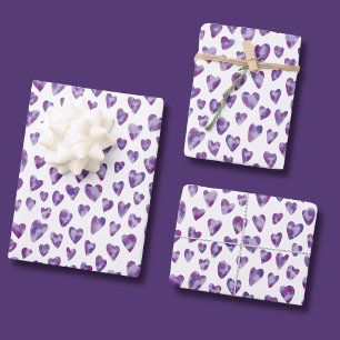 Feuille De Papier Cadeau Aquarelle Amour Coeur pourpre motif