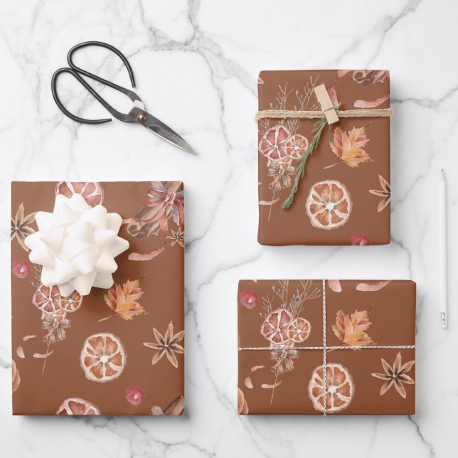 Feuille De Papier Cadeau Aquarelle Automne L'Action de grâce (Recto)