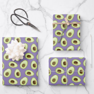Feuille De Papier Cadeau Aquarelle Avocado violet