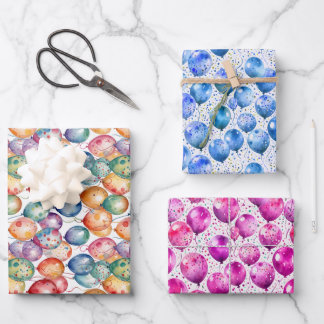 Feuille De Papier Cadeau Aquarelle Ballons d'anniversaire