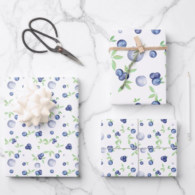 Feuille De Papier Cadeau Aquarelle Blueberry (Recto)