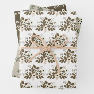 Feuille De Papier Cadeau Aquarelle botanique d'hiver rose pâle