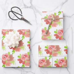 Feuille De Papier Cadeau Aquarelle Bouquet floral main peint