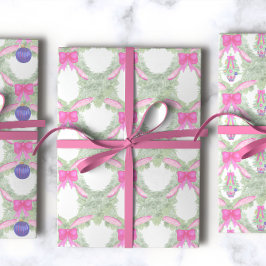 Feuille De Papier Cadeau Aquarelle Chaud rose Bot Ginger Jar Noël