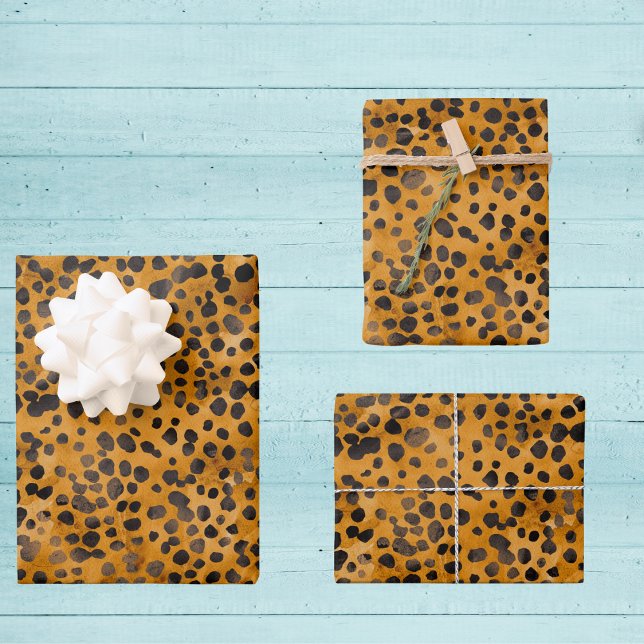 Feuille De Papier Cadeau Aquarelle Cheetah Print (Créateur téléchargé)