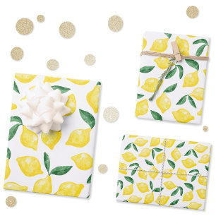 Feuille De Papier Cadeau Aquarelle Citron Motif