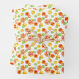 Feuille De Papier Cadeau Aquarelle Citrus amusant Lime de citron illustrée 