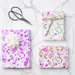 Feuille De Papier Cadeau Aquarelle Confetti Multicolore Abstrait