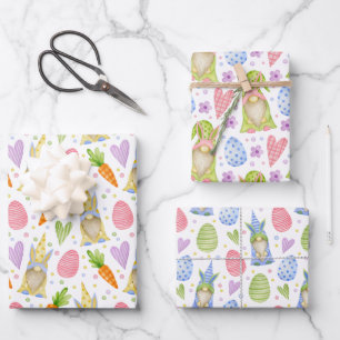 Feuille De Papier Cadeau Aquarelle couleur mignonne OEufs de Pâques & Gnome