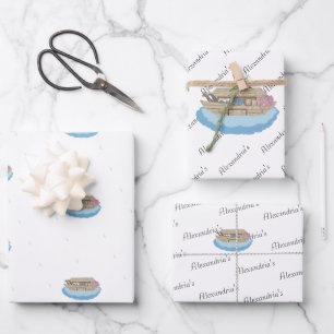 Feuille De Papier Cadeau Aquarelle d'arche de Noah