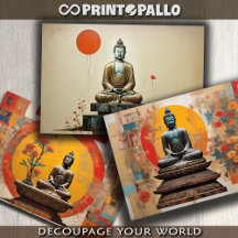 Aquarelle de 3 Bouddha en méditation