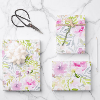 Feuille De Papier Cadeau Aquarelle de feuillage floral