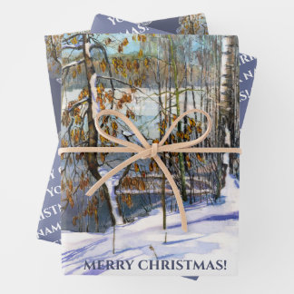 Feuille De Papier Cadeau Aquarelle de neige