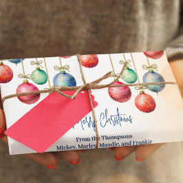 Feuille De Papier Cadeau Aquarelle de Noël Ornements personnalisés