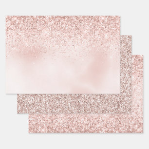 Feuille De Papier Cadeau Aquarelle de Parties scintillant rose pâle