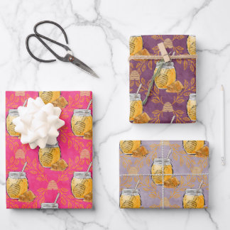 Feuille De Papier Cadeau Aquarelle de pots de miel