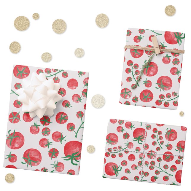 Feuille De Papier Cadeau Aquarelle de tomate (Fun tomato watercolor gift wrapping paper sheets)