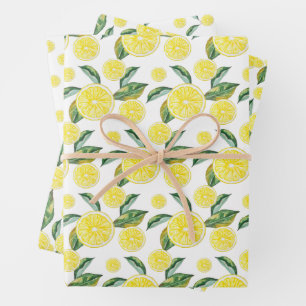Feuille De Papier Cadeau Aquarelle de tranches de citron