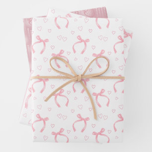 Feuille De Papier Cadeau Aquarelle de vaches roses avec coeur