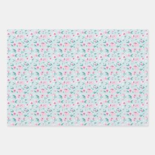 Feuille De Papier Cadeau Aquarelle feminine rose Ditsy motif floral
