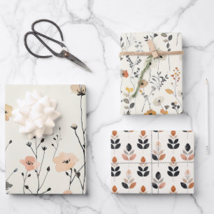 Feuille De Papier Cadeau Aquarelle Fleur sauvage Rustique esthétique Botani