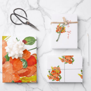 Feuille De Papier Cadeau Aquarelle fleurs de coquelicot mignonnes