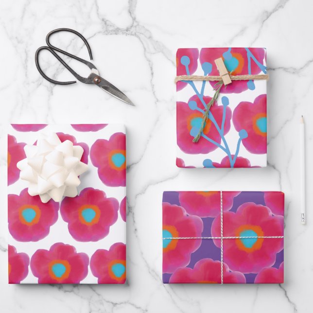 Feuille De Papier Cadeau Aquarelle florale assez chic (Recto)
