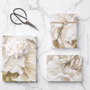 Feuille De Papier Cadeau Aquarelle florale minimaliste moderne Peonie blanc