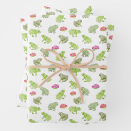 Feuille De Papier Cadeau Aquarelle grenouilles mignonne Whimssal Nature Art
