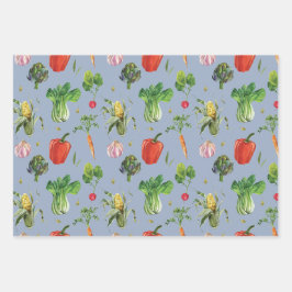 Feuille De Papier Cadeau Aquarelle Légumes organiques
