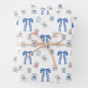 Feuille De Papier Cadeau Aquarelle Mahjong Carreaux et vaches