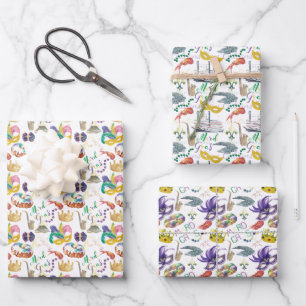 Feuille De Papier Cadeau Aquarelle Mardi Gras Thème