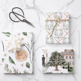 Feuille De Papier Cadeau Aquarelle mariage Fête des mariées