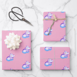 Feuille De Papier Cadeau Aquarelle mignonne Baby Hippo