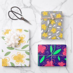 Feuille De Papier Cadeau Aquarelle moderne Florale Fleurs botaniques
