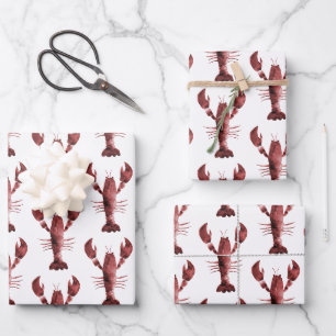Feuille De Papier Cadeau Aquarelle moderne Homard rouge