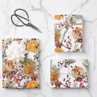 Feuille De Papier Cadeau Aquarelle moderne Noël épices vernales