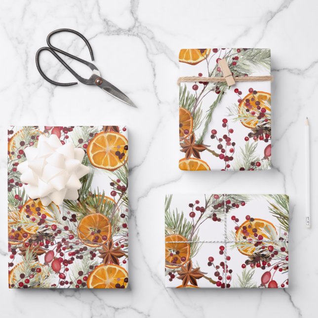 Feuille De Papier Cadeau Aquarelle moderne Noël épices vernales (Recto)