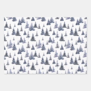 Feuille De Papier Cadeau Aquarelle moderne Noël Pin vert Wrappi