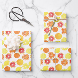 Feuille De Papier Cadeau Aquarelle Motif de fruits d'agrumes