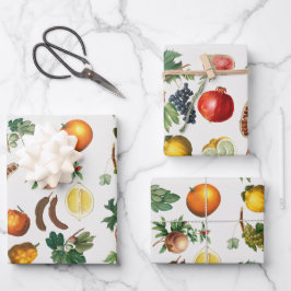 Feuille De Papier Cadeau Aquarelle Motif de fruits méditerranéen