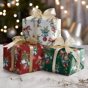 Feuille De Papier Cadeau Aquarelle Noël Ornements Élégants Vacances