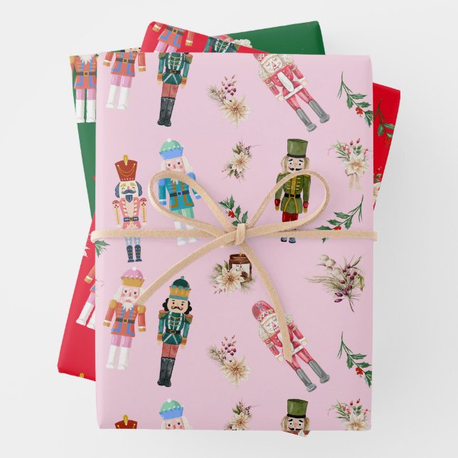 Feuille De Papier Cadeau Aquarelle Noisettes de Noël Collage (En situation)