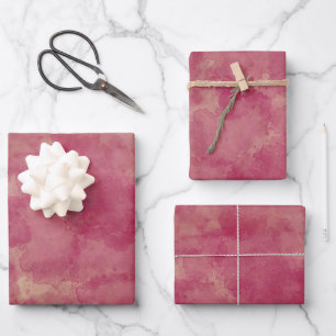 Feuille De Papier Cadeau Aquarelle or rose Abstraction
