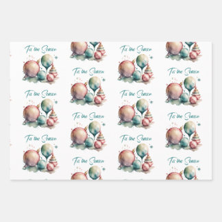 Feuille De Papier Cadeau Aquarelle Ornements Noël