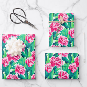 Feuille De Papier Cadeau Aquarelle Pink Peonis Imprimer