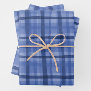 Feuille De Papier Cadeau Aquarelle Plaid Main-Drake Moderne Rustique Preppy