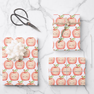 Feuille De Papier Cadeau Aquarelle pomme de fruits